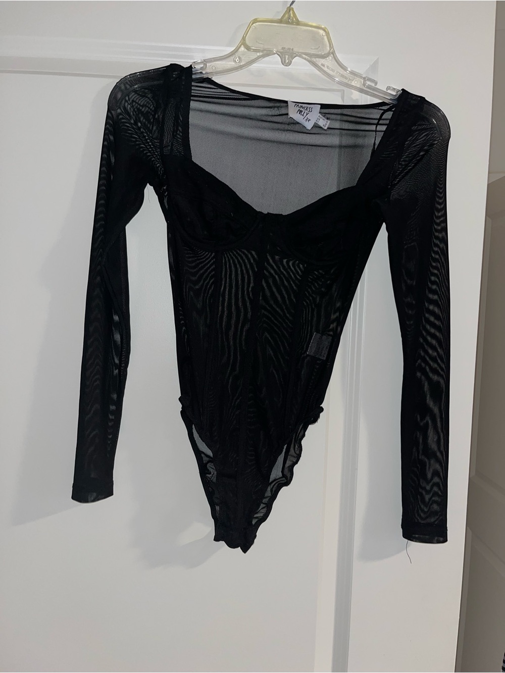 Princess Polly Black Mesh Long Sleeve Bodysuit